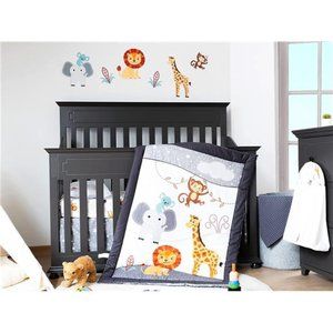 100% Cotton Crib Bedding Set 8-Pieces | Jungle Safari Design